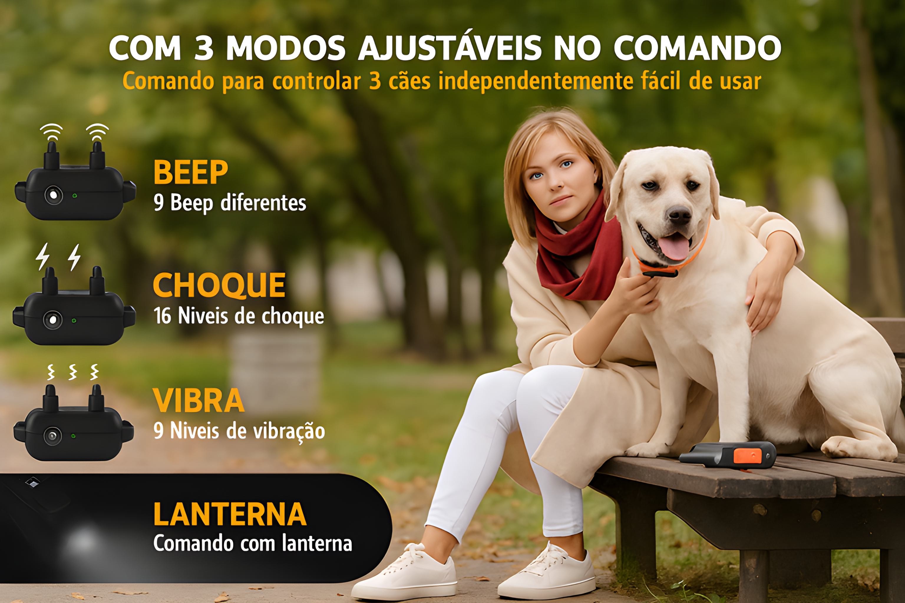 Coleira de adestramento à distância Pro para 3 cães