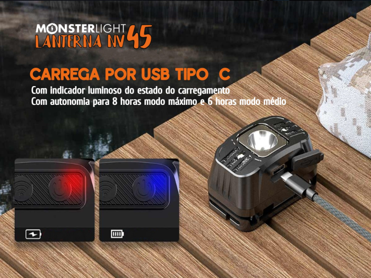 Lanterna Monsterlight NV45 com sensor de movimento