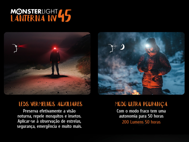 Lanterna Monsterlight NV45 com sensor de movimento 
