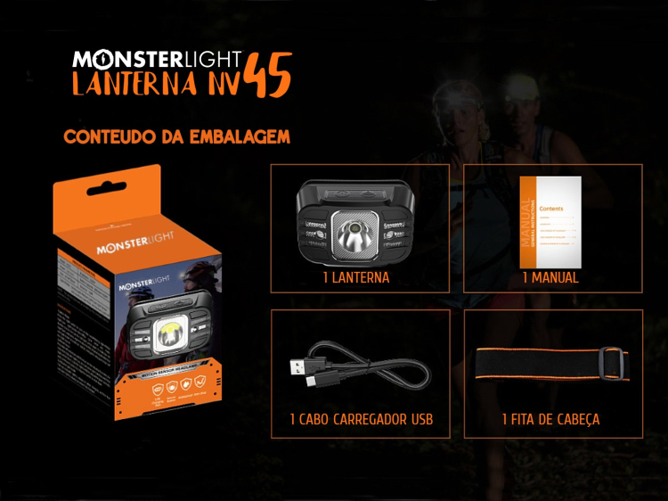 Lanterna Monsterlight NV45 com sensor de movimento 