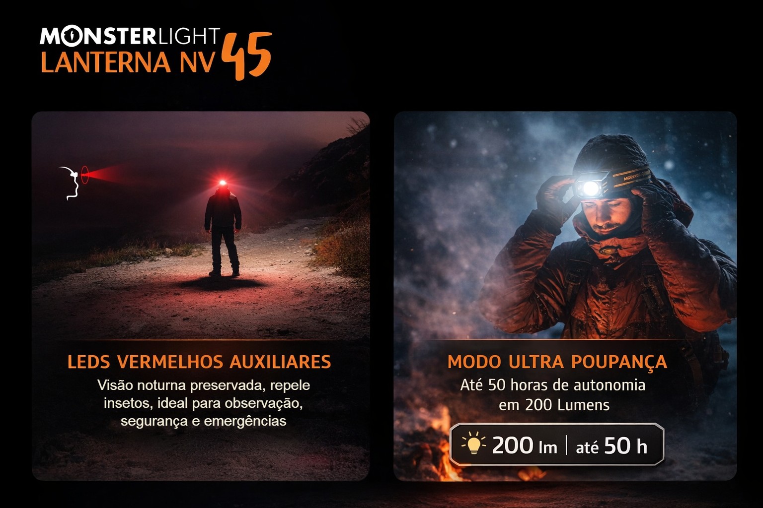 Lanterna Monsterlight NV45 com sensor de movimento 