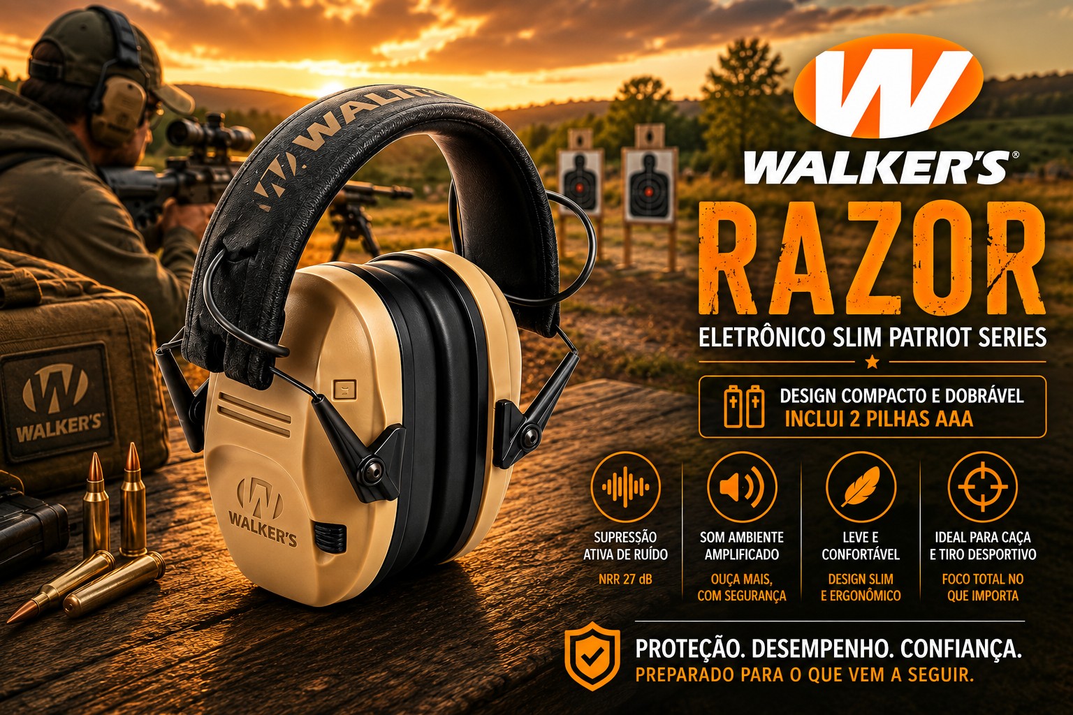 Protetor auricular eletrónico Walkers Razor Patriot Series 