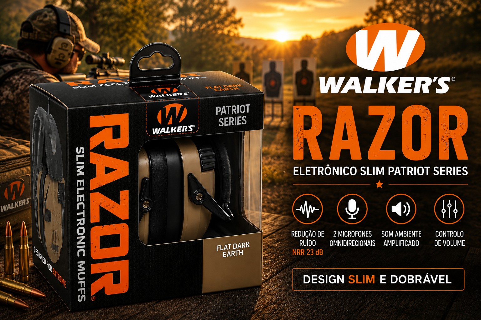 Protetor auricular eletrónico Walkers Razor Patriot Series 