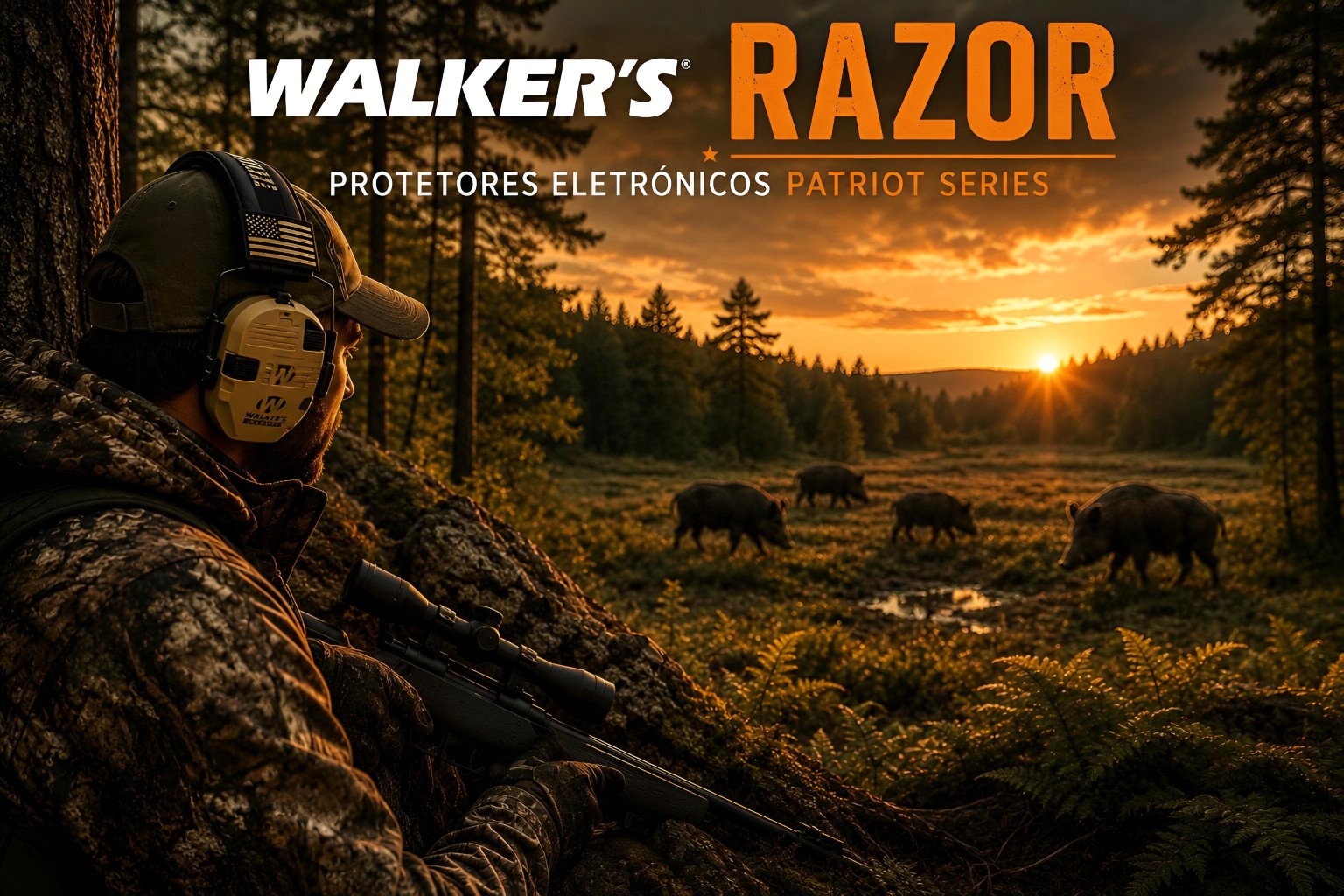 Protetor auricular eletrónico Walkers Razor Patriot Series 