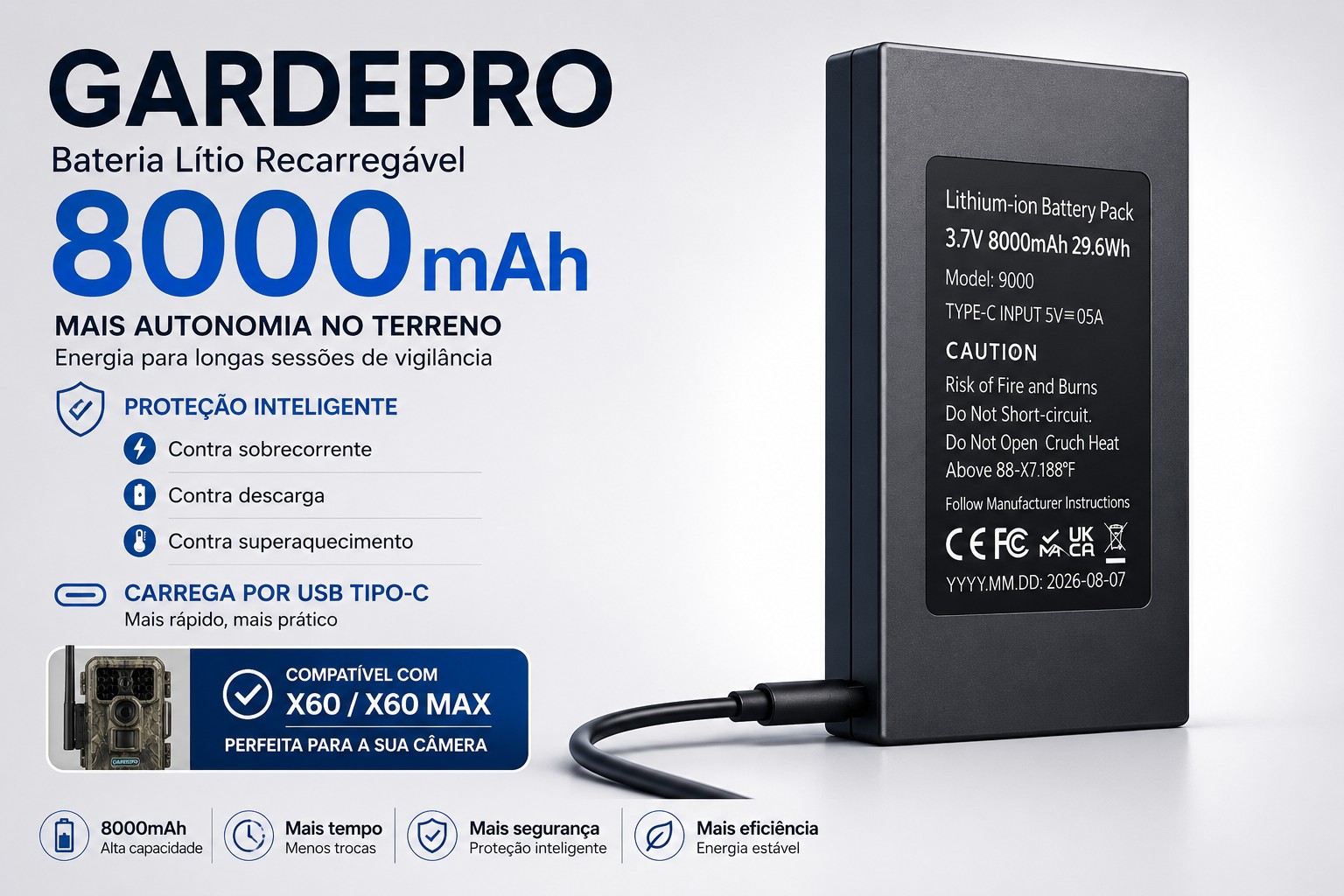 Bateria recarregável para câmeras GardePro