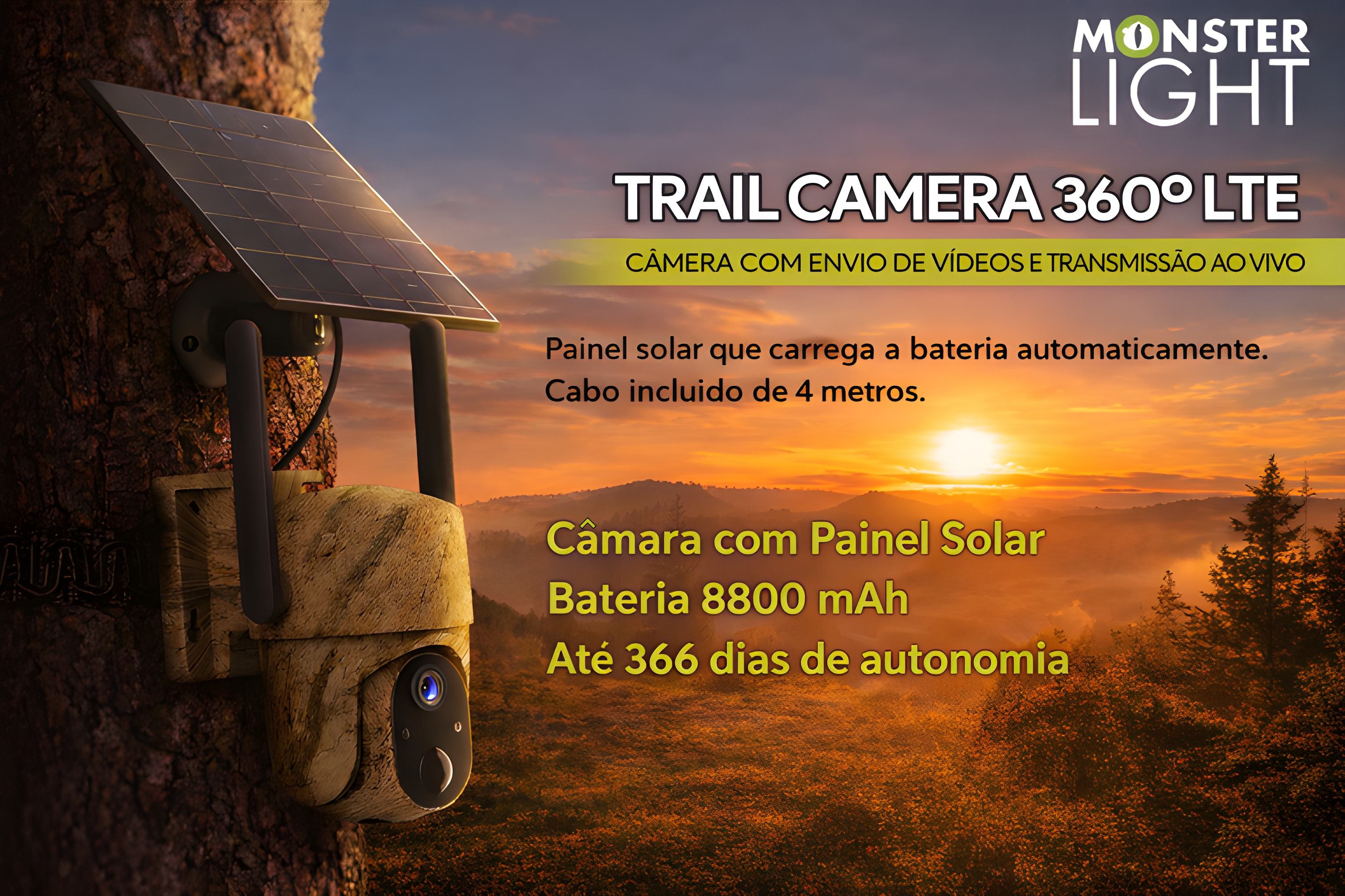 Câmera Trail 360º LTE com envio de vídeos e transmissão em direto 