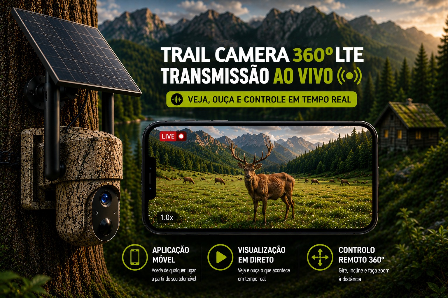 Câmera Trail 360º LTE com envio de vídeos e transmissão em direto 