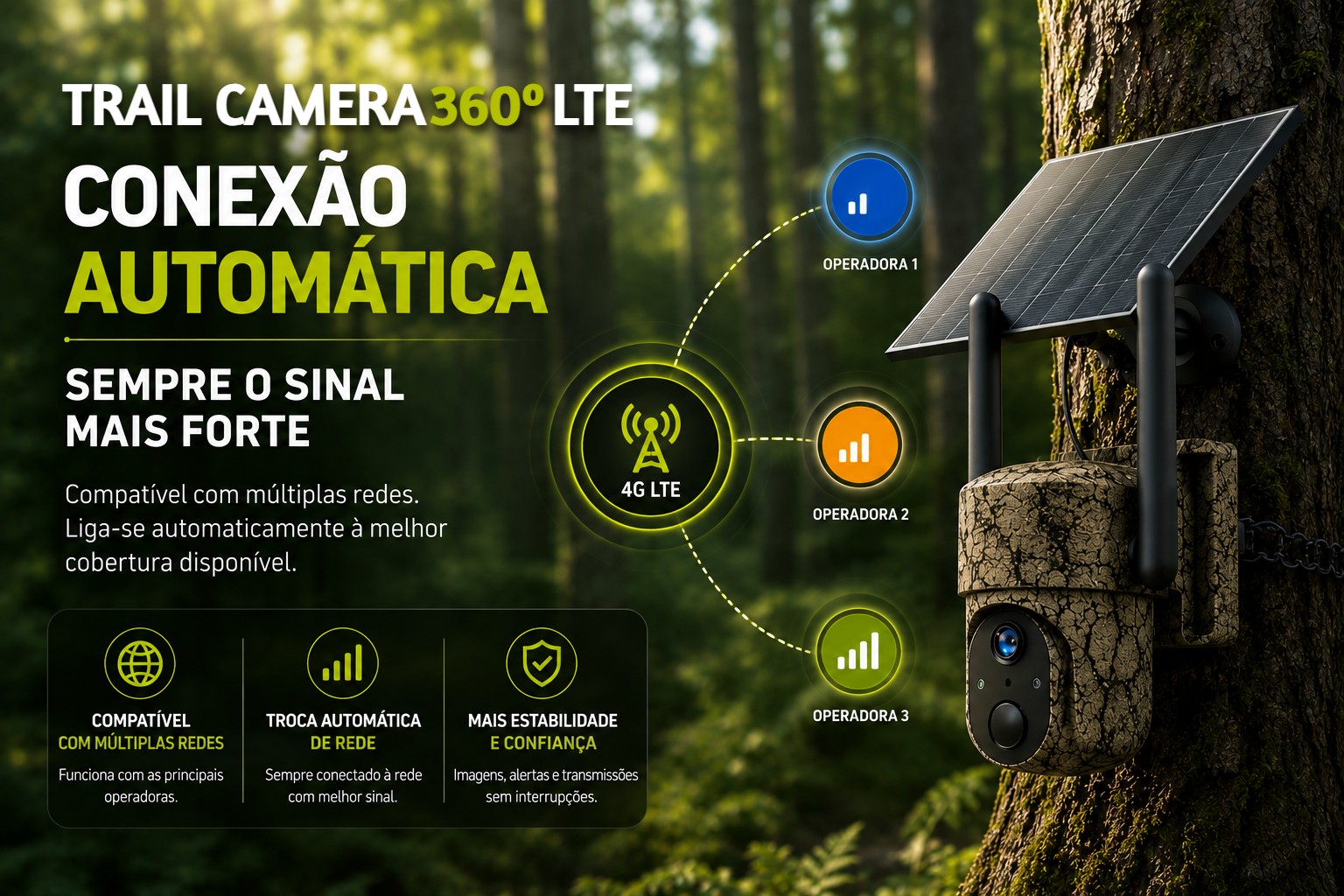 Câmera Trail 360º LTE com envio de vídeos e transmissão em direto 