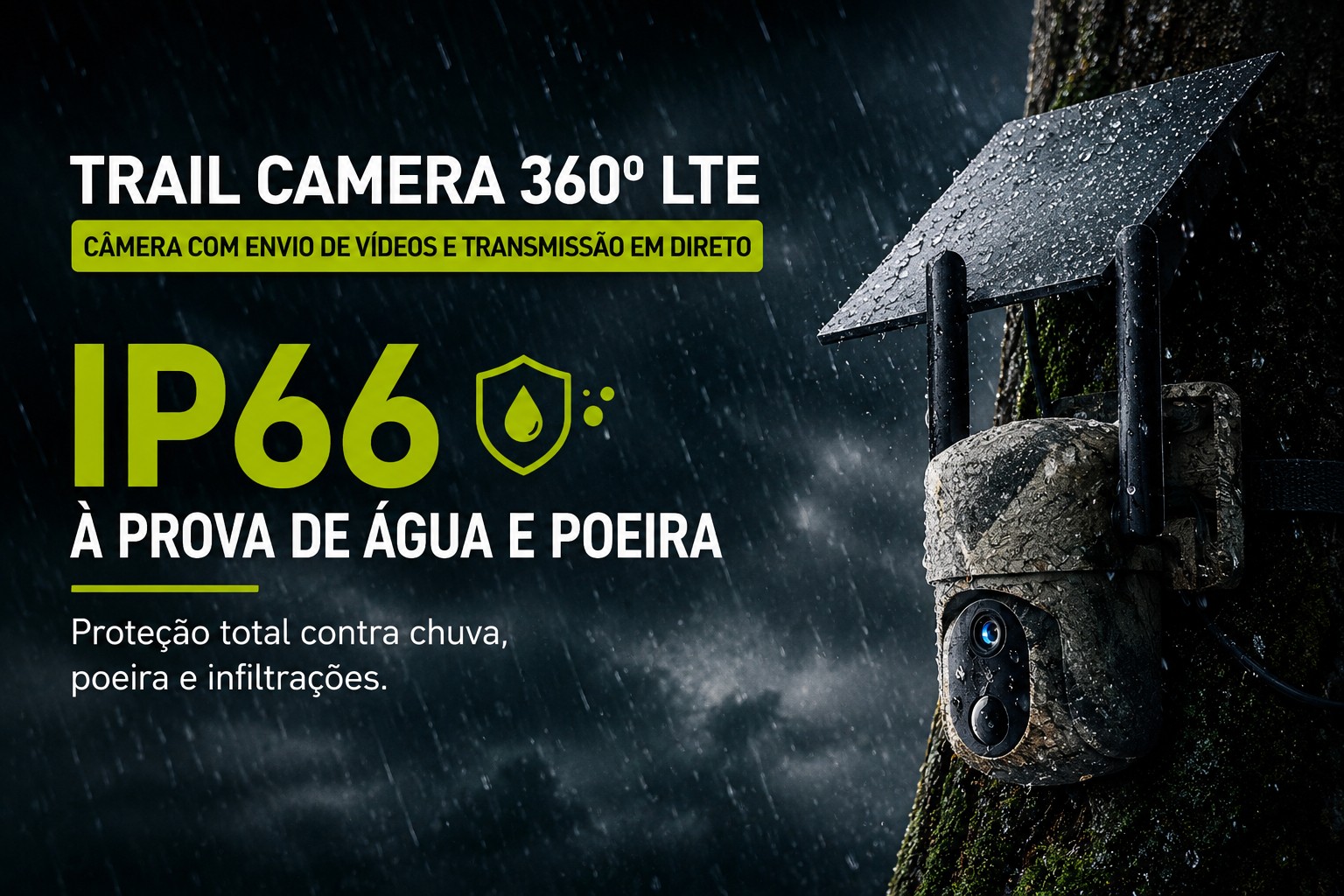 Câmera Trail 360º LTE com envio de vídeos e transmissão em direto 