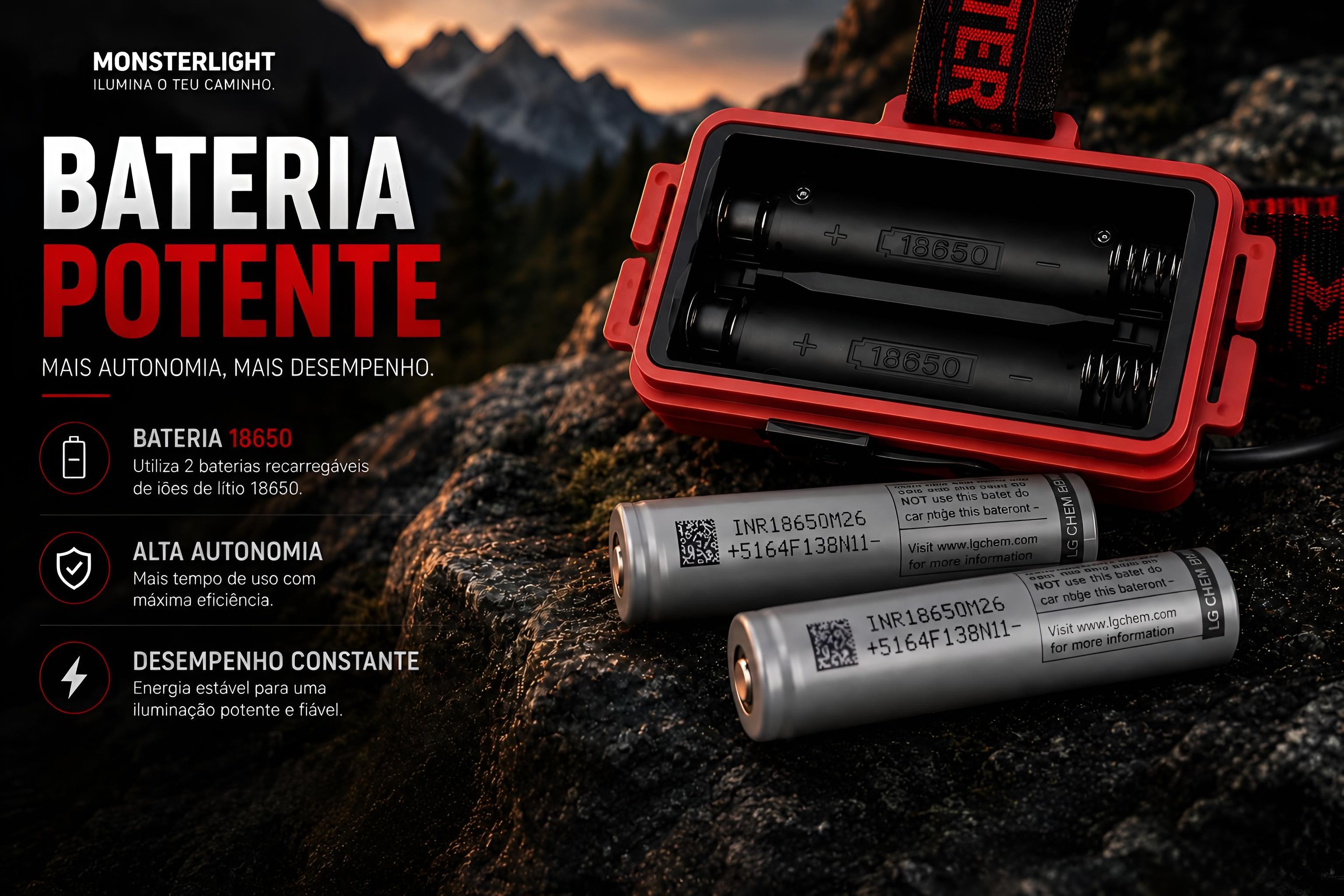 Lanterna de cabeça recarregável Monsterlight Triplex red 