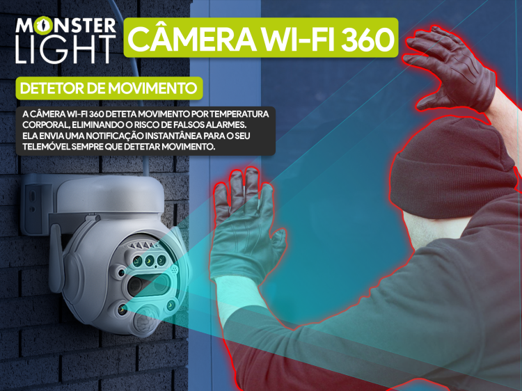 Câmera de vigilância WIFI com bateria e painel solar 