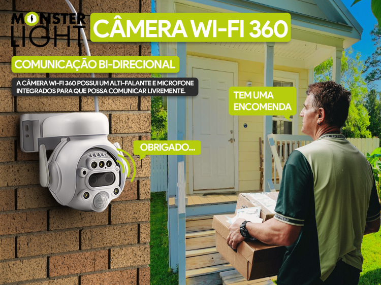 Câmera de vigilância WIFI com bateria e painel solar 