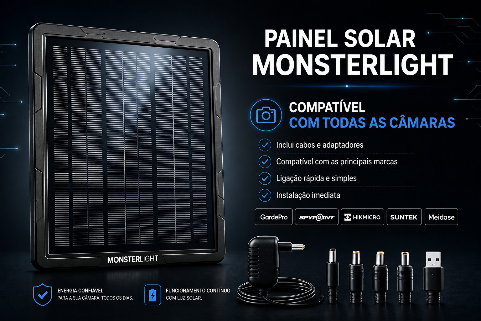 Painel Solar Monsterlight com bateria interna de 7500mAh 