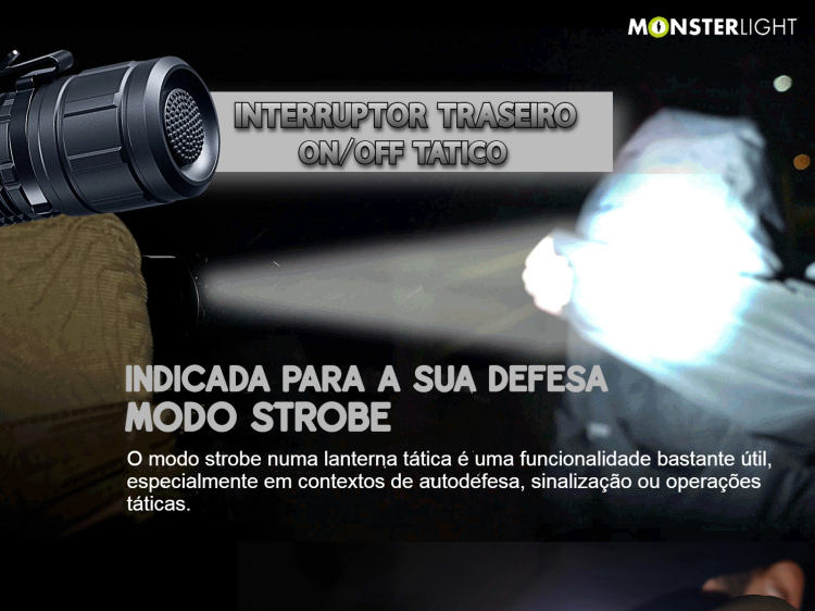 Lanterna tática Monsterlight C16 com bateria recarregável 