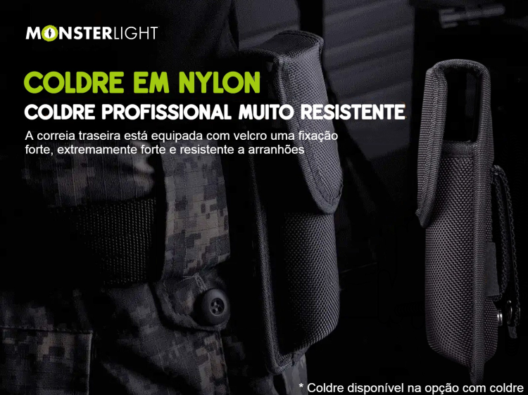 Lanterna tática Monsterlight C16 com bateria recarregável 