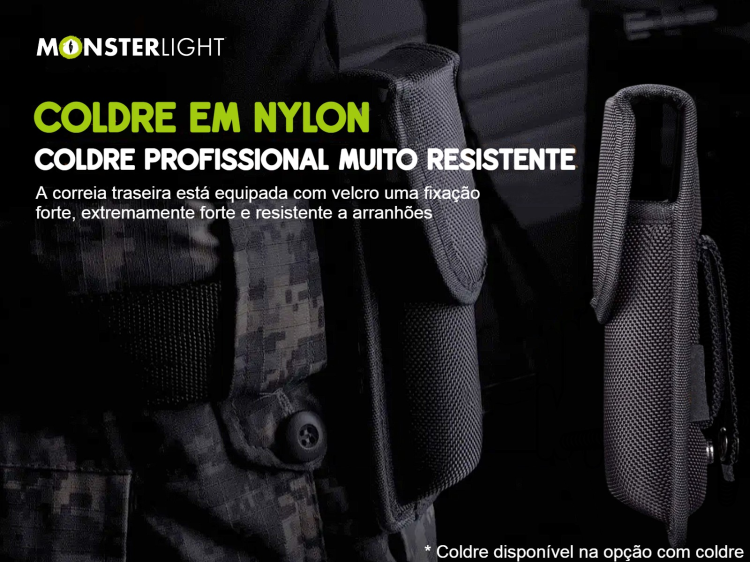 Lanterna tática Monsterlight C16 com bateria recarregável