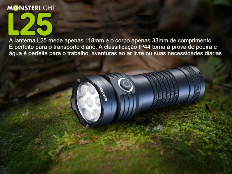 Lanterna tática Monsterlight L25 com bateria recarregável 