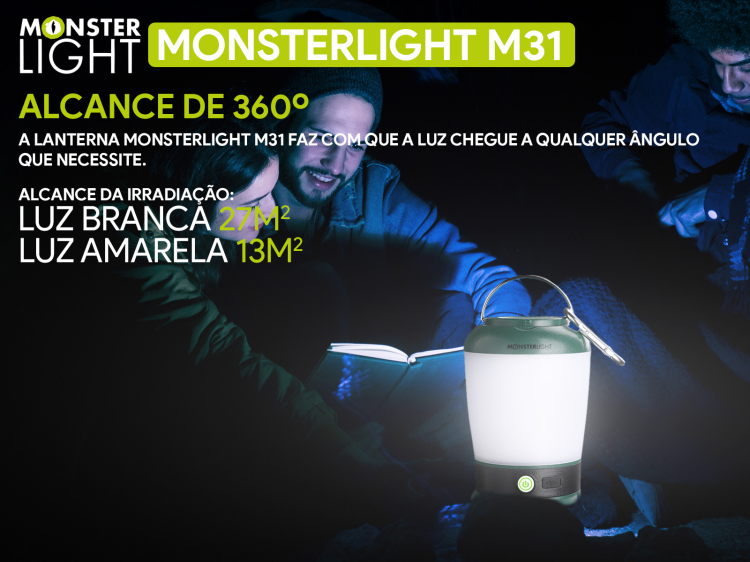 Lanterna de acampamento Monsterlight T31 recarregável 