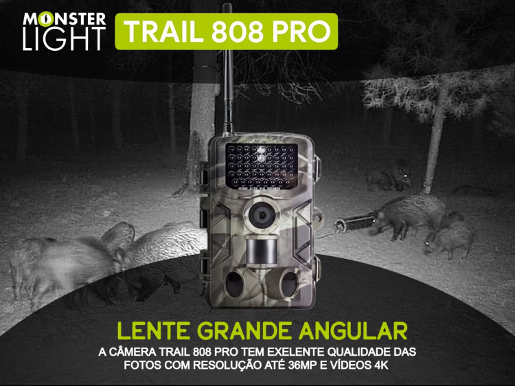 Câmera Trail 808Pro LTE com aplicação para telemóvel e envio de fotos e vídeos 