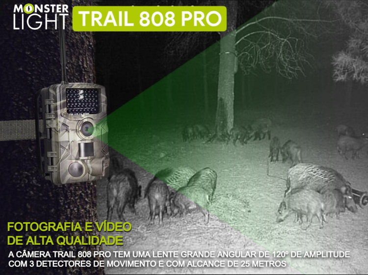 Câmera Trail 808Pro LTE com aplicação para telemóvel e envio de fotos e vídeos 