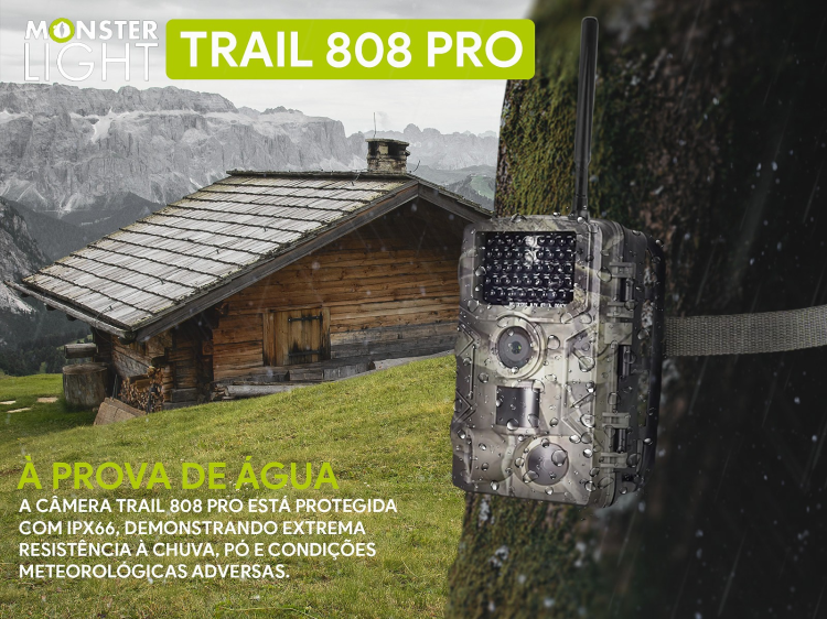 Câmera Trail 808Pro LTE com aplicação para telemóvel e envio de fotos e vídeos 