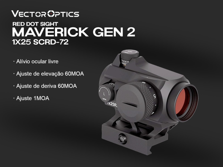 Red Dot ponto vermelho Maverick-II 1x25 GenII