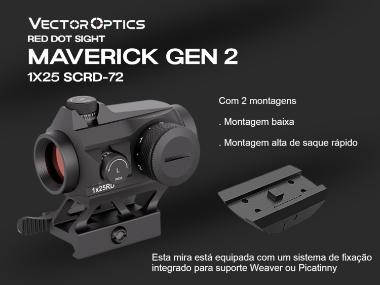 Red Dot ponto vermelho Maverick-II 1x25 GenII 