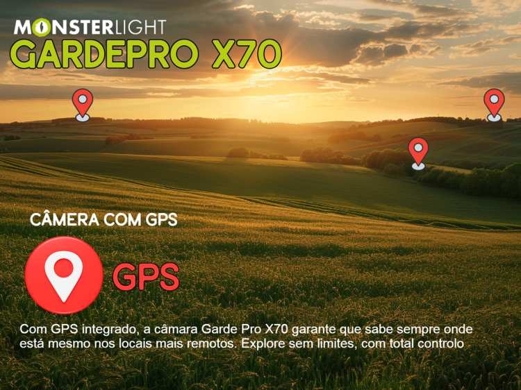 Câmera GardePro X70 com transmissão em direto envio de fotos e vídeos e GPS 