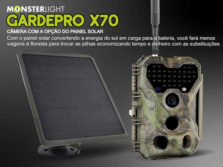 Câmera GardePro X70 com transmissão em direto envio de fotos e vídeos e GPS 