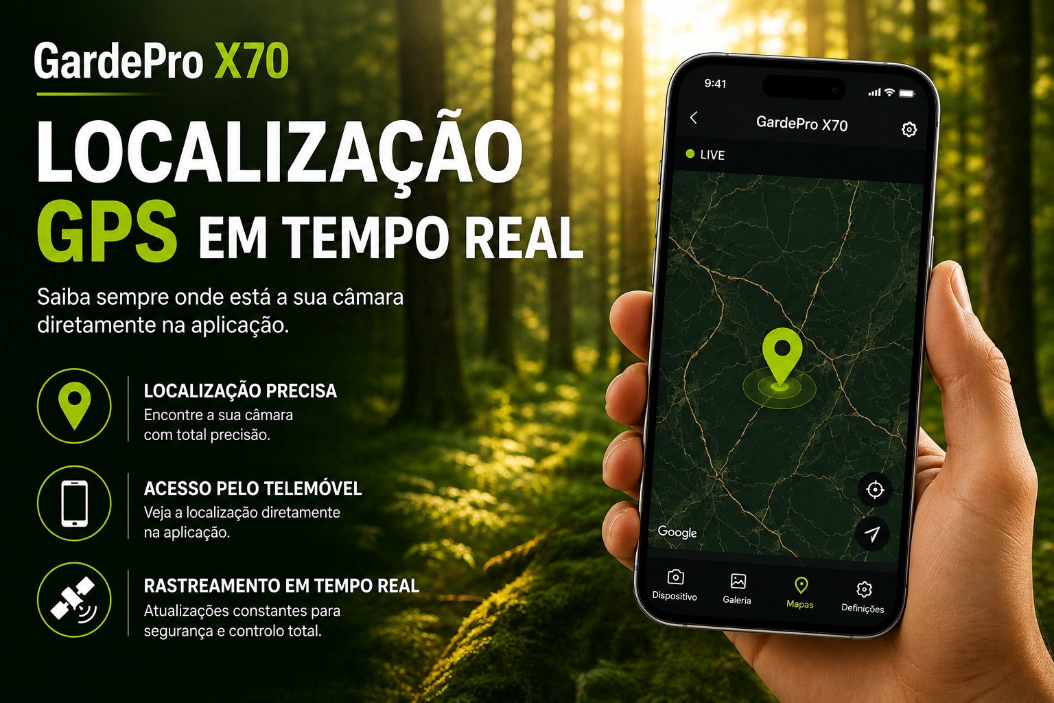 Câmera GardePro X70 com transmissão em direto envio de fotos e vídeos e GPS 