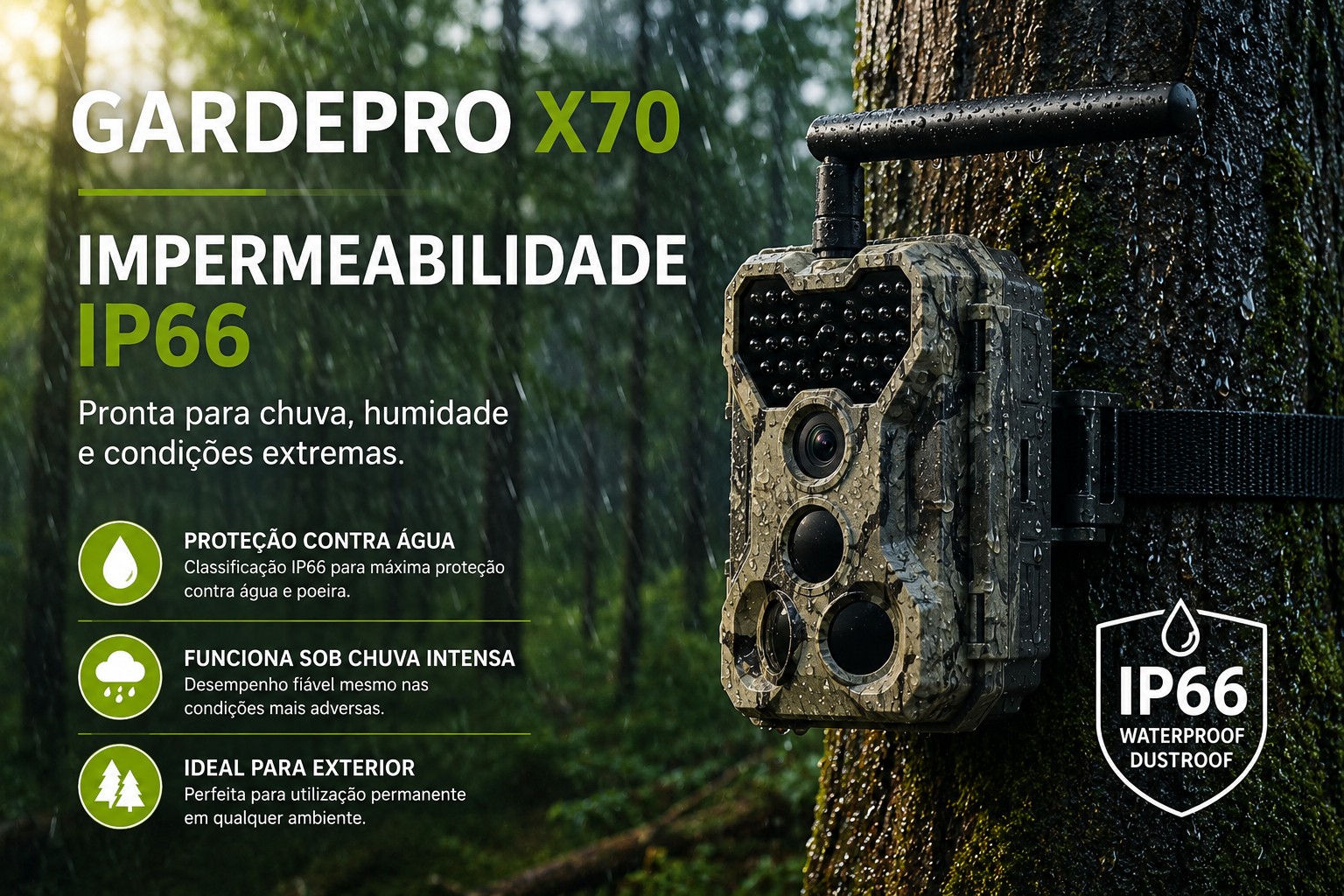 Câmera GardePro X70 com transmissão em direto envio de fotos e vídeos e GPS 