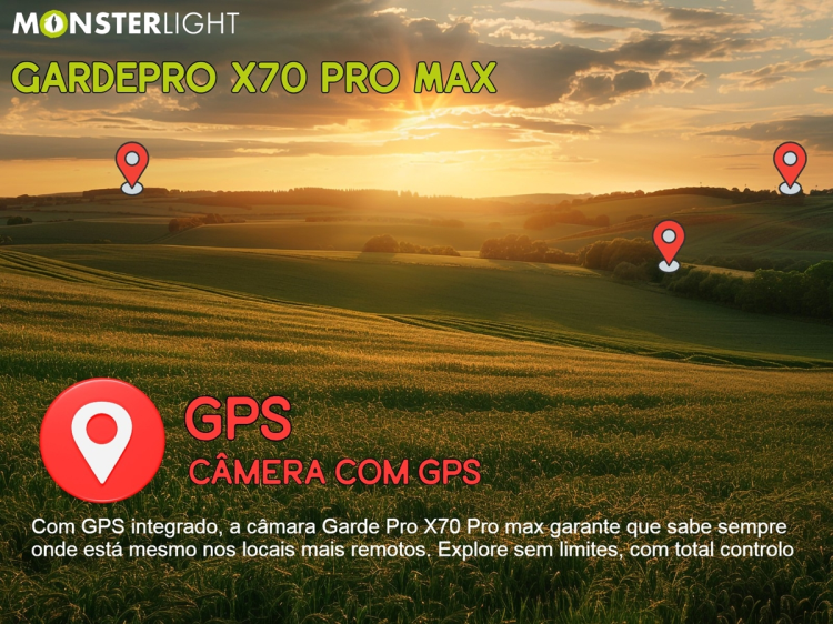 Câmera GardePro X70 Pro Max com bateria transmissão em direto envio de fotos e vídeos e GPS 