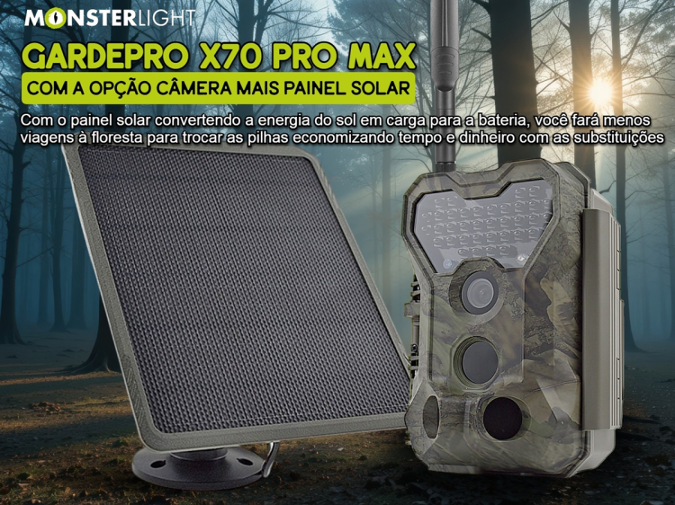 Câmera GardePro X70 Pro Max com bateria transmissão em direto envio de fotos e vídeos e GPS 