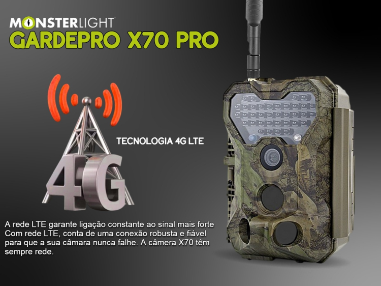 Câmera GardePro X70 Pro Max com bateria transmissão em direto envio de fotos e vídeos e GPS 