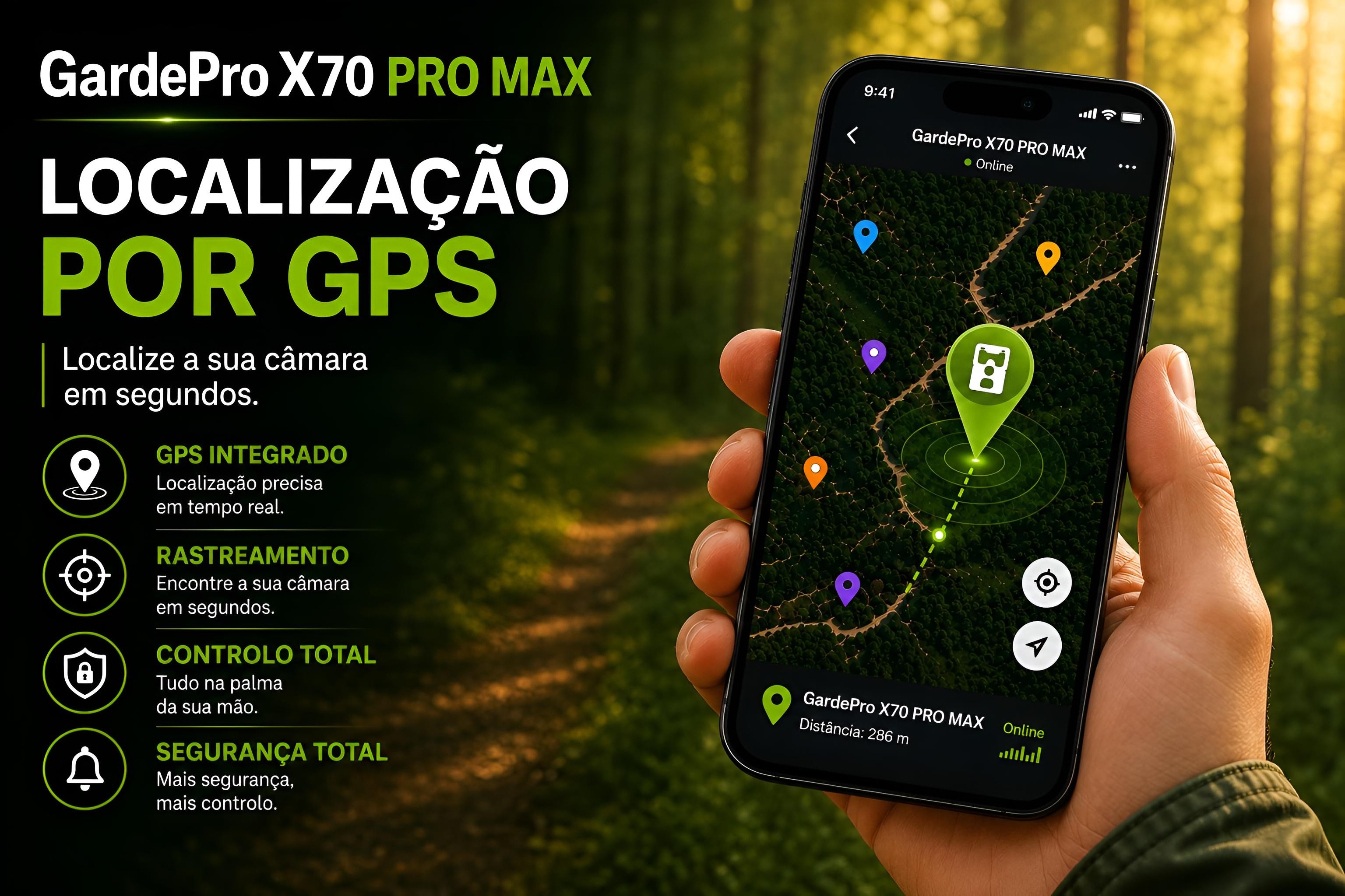 Câmera GardePro X70 Pro Max com bateria transmissão em direto envio de fotos e vídeos e GPS 