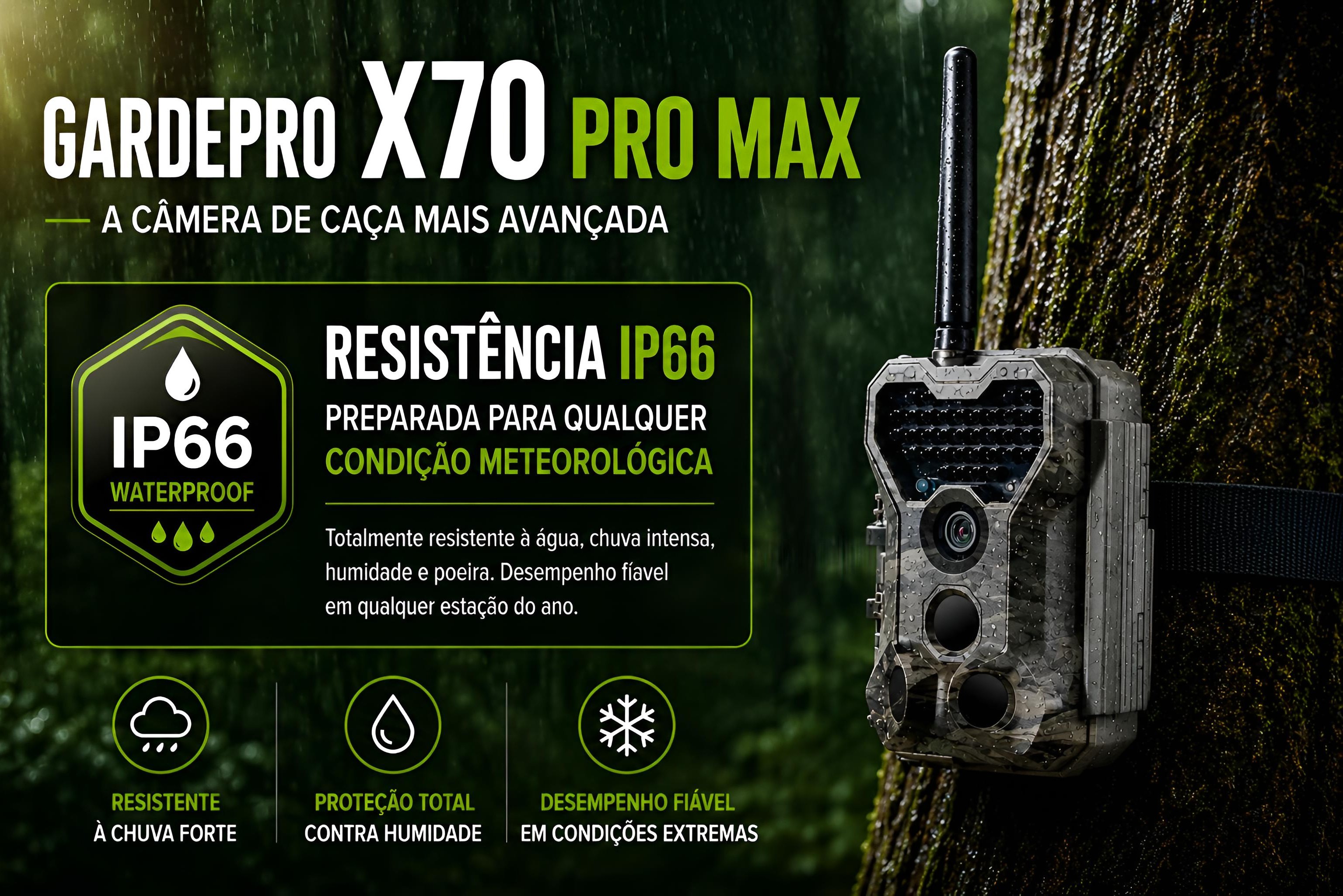 Câmera GardePro X70 Pro Max com bateria transmissão em direto envio de fotos e vídeos e GPS 