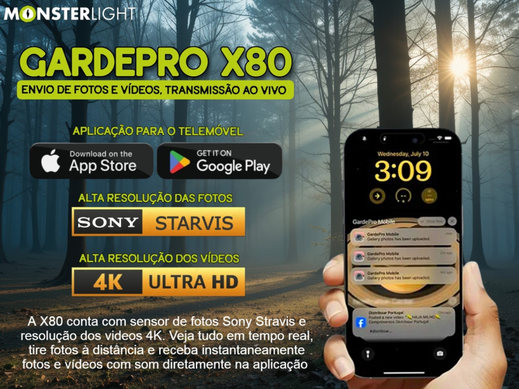 GardePro X80 a nova geração de câmeras com sensor SONY, vídeo 4K, GPS e transmissão em direto 