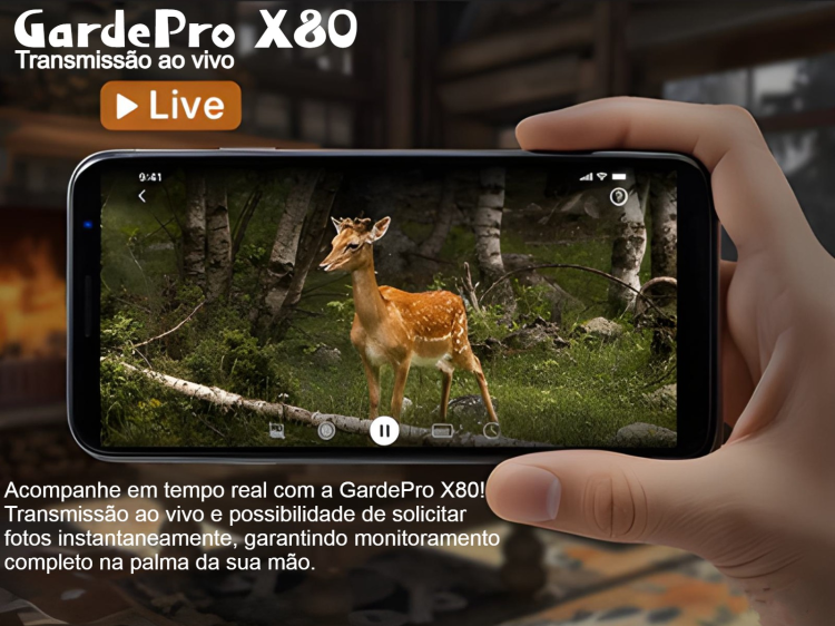Câmera GardePro X80 com sensor Sony, vídeo 4K, GPS e transmissão em direto