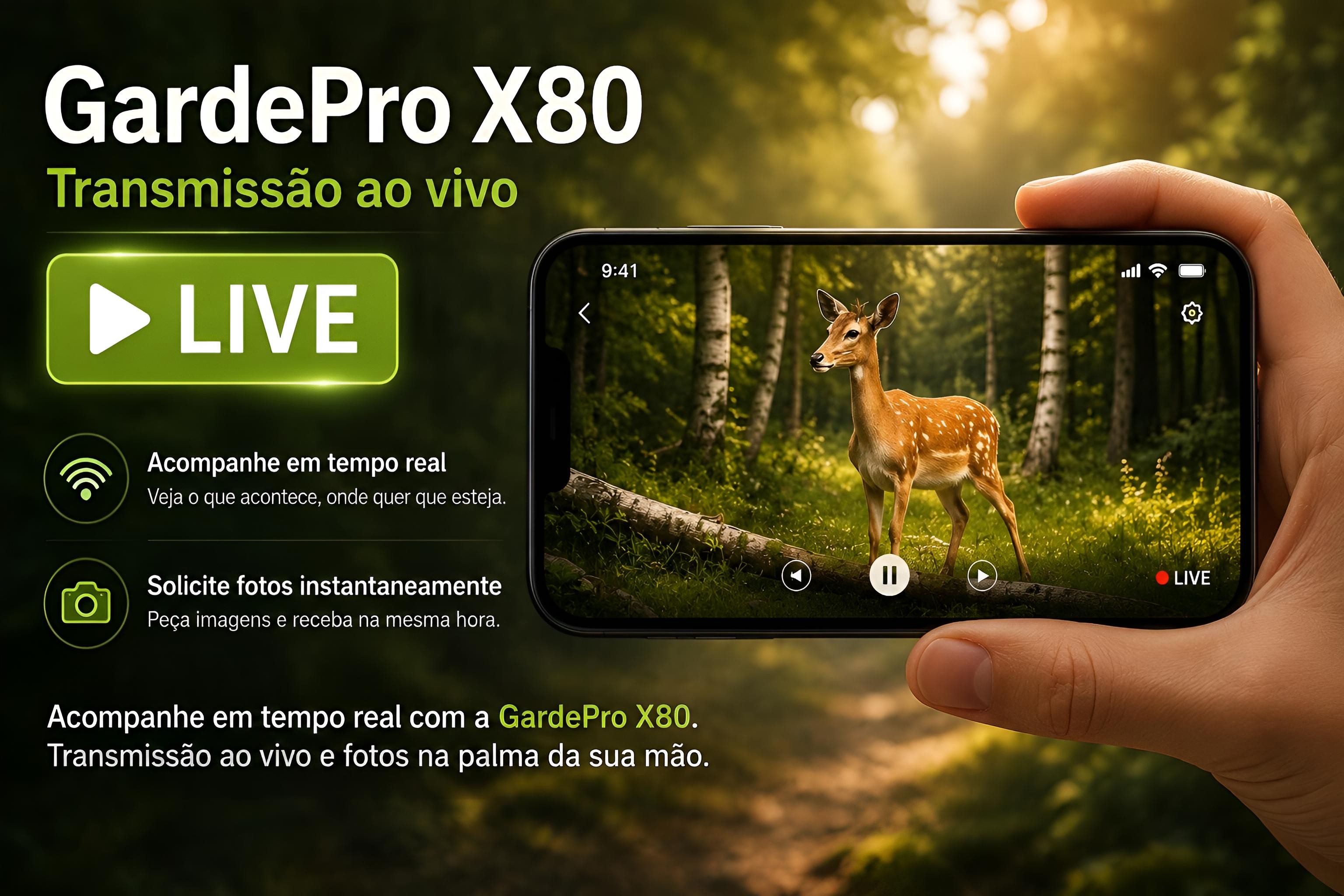 Câmera GardePro X80 com sensor Sony, vídeo 4K, GPS e transmissão em direto 