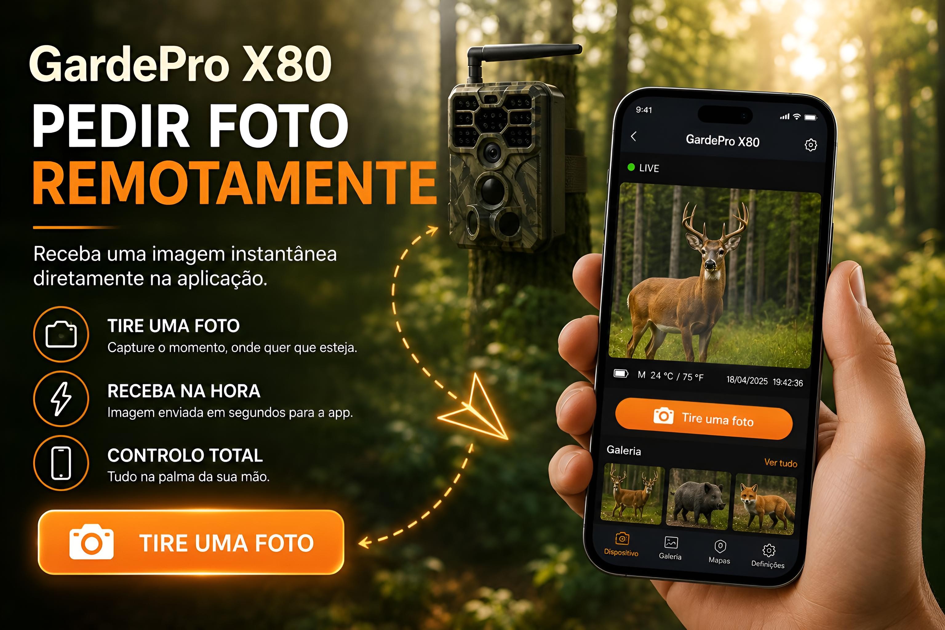 Câmera GardePro X80 com sensor Sony, vídeo 4K, GPS e transmissão em direto