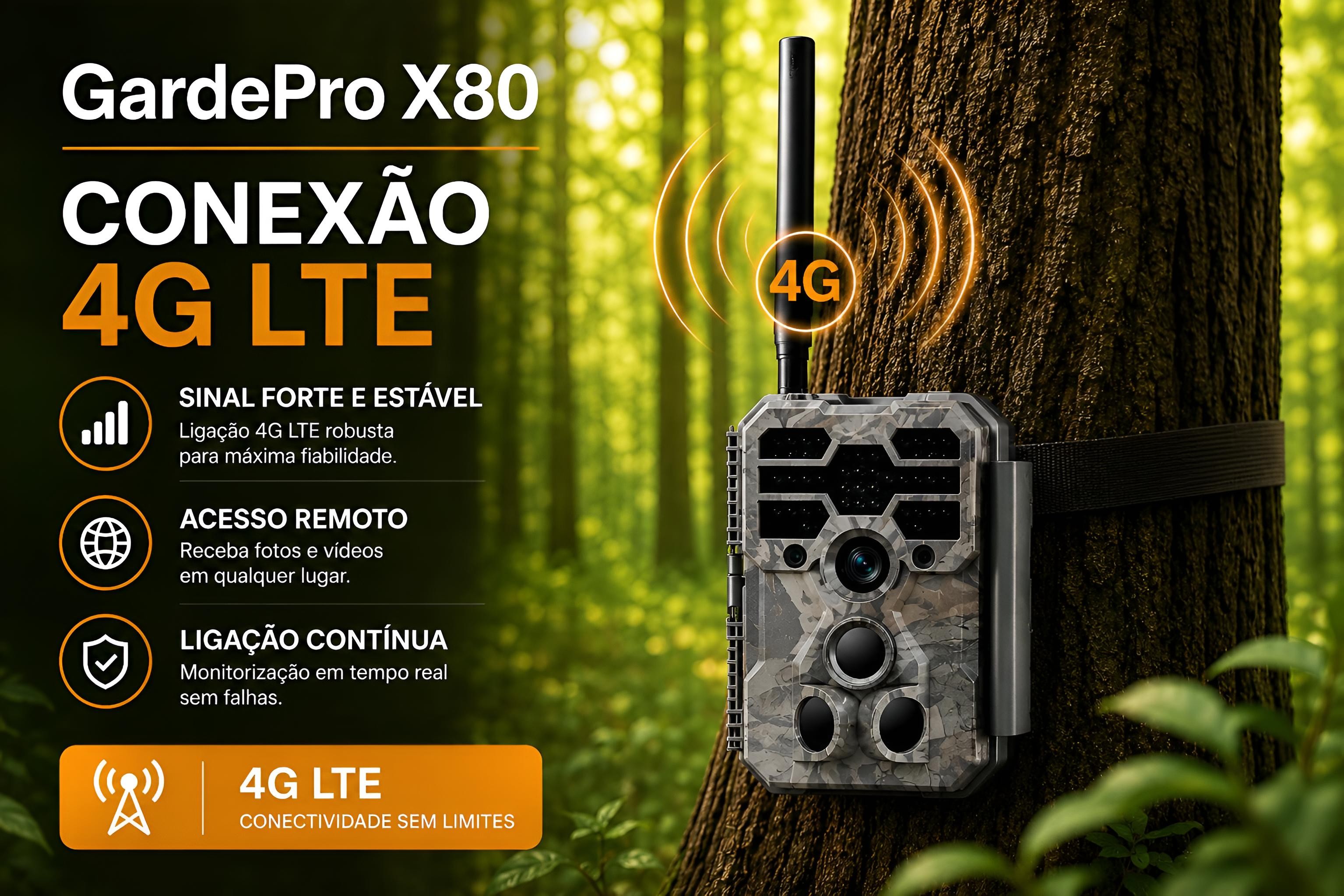 Câmera GardePro X80 com sensor Sony, vídeo 4K, GPS e transmissão em direto 