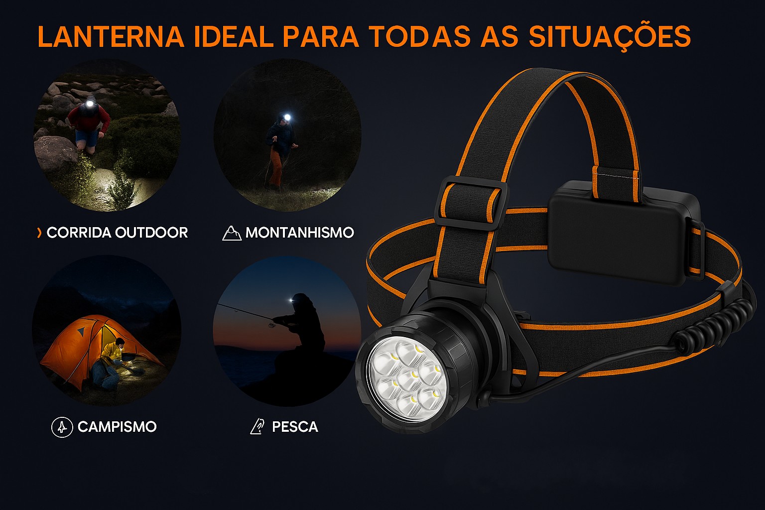 Lanterna de cabeça HL107 Sensor com baterias recarregáveis 