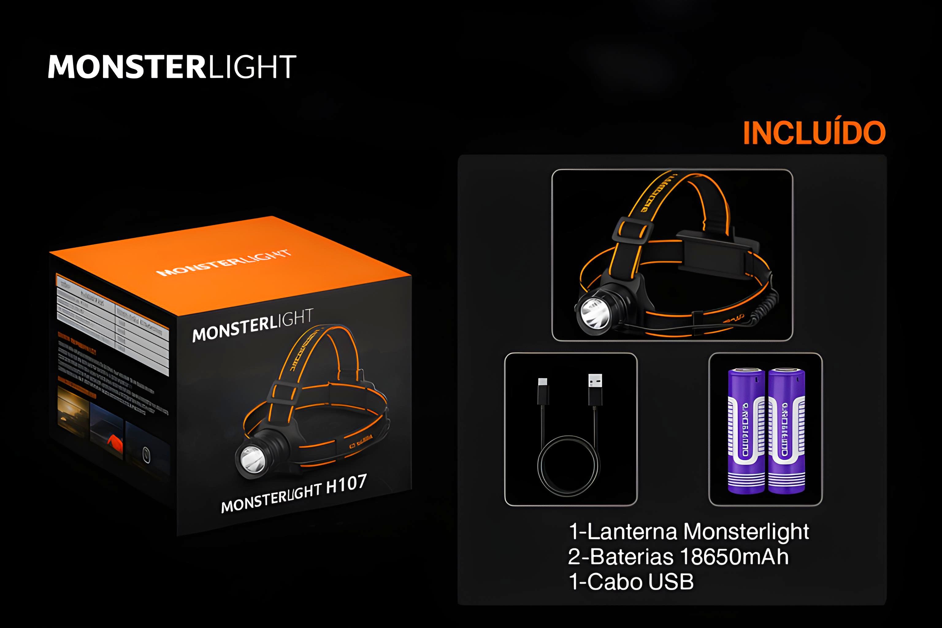 Lanterna de cabeça HL107 Sensor com baterias recarregáveis 