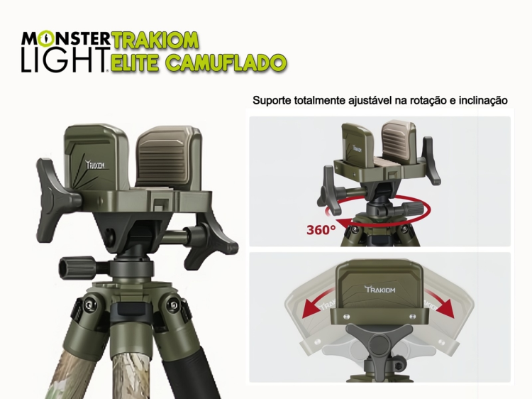 Tripé alumínio Monsterlight Trakiom Elite Camuflado 