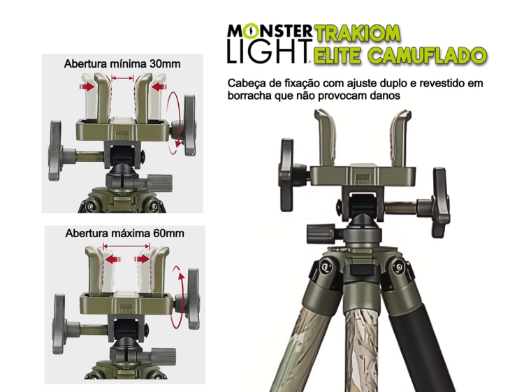 Tripé alumínio Monsterlight Trakiom Elite Camuflado 