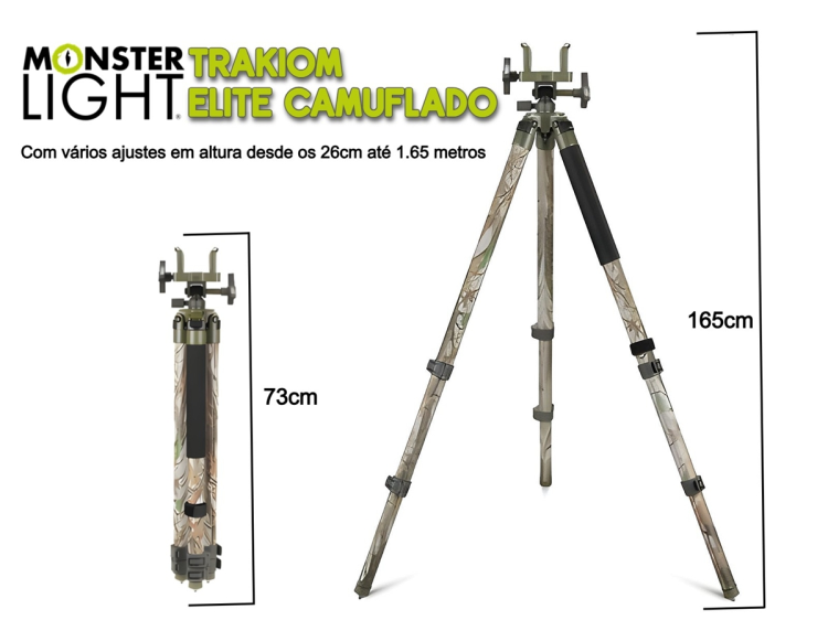 Tripé alumínio Monsterlight Trakiom Elite Camuflado 