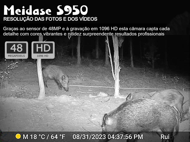 Câmera Meidase S950 LTE com bateria e aplicação para o telemóvel 