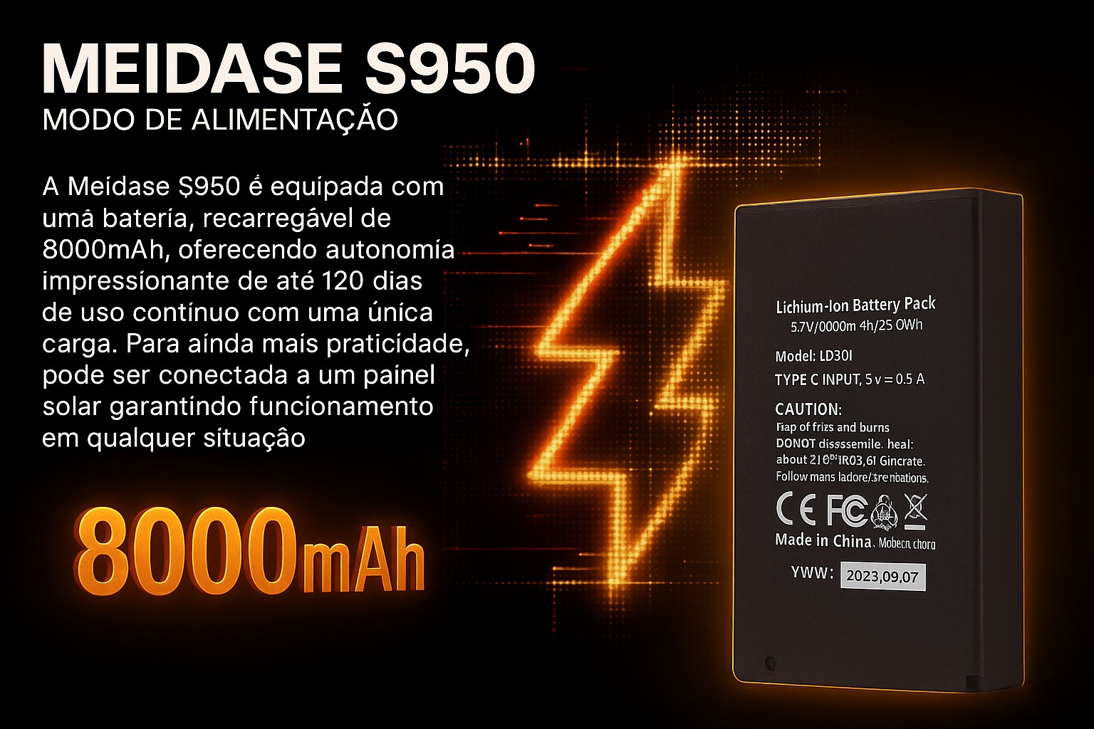 Câmera Meidase S950 LTE com bateria e aplicação para o telemóvel