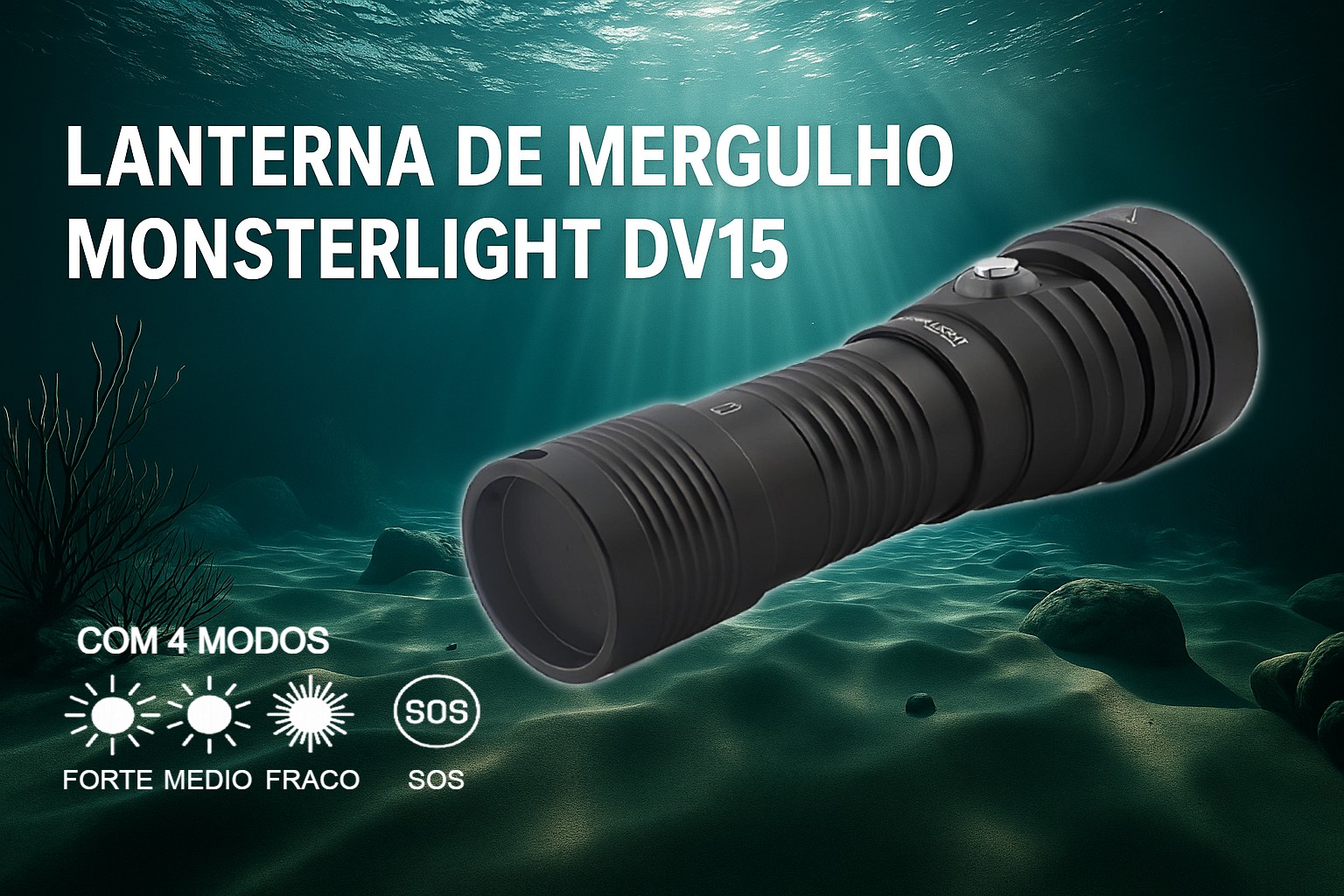Lanterna de Mergulho D15 com bateria recarregável 