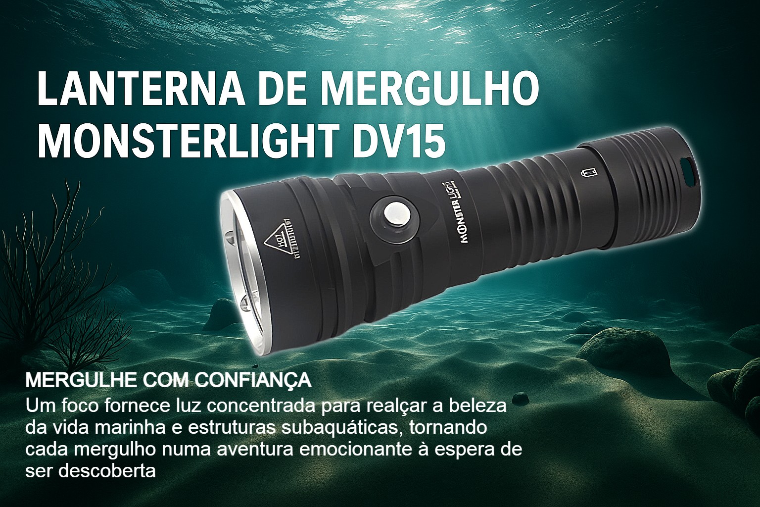 Lanterna de Mergulho D15 com bateria recarregável 